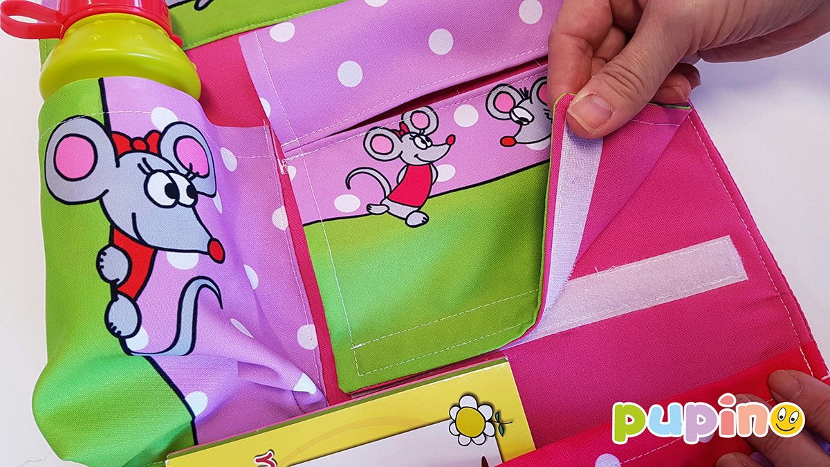 víceúčelový textilní kapsář pro děti do auta růžový